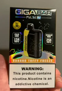 Click to view full screen GIGABAR Pulse X Banana Taffy Freeze product packaging