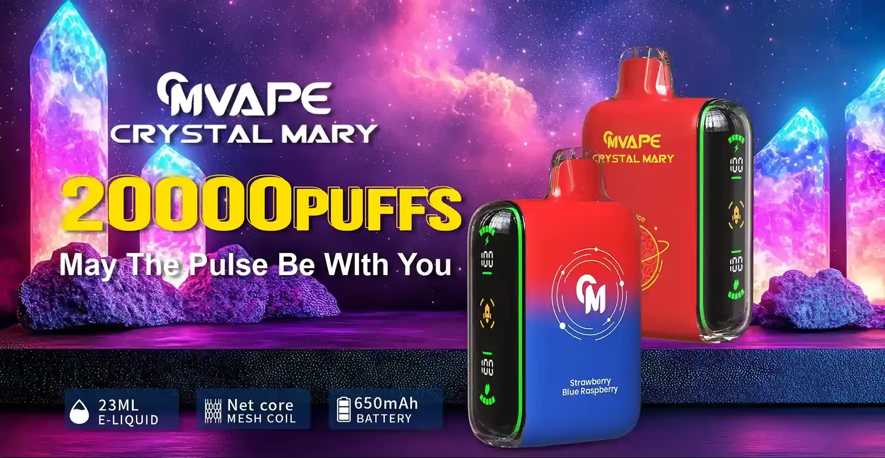 CRYSTAL MARY PULSE 10pcs 2 CRYSTAL MARY PULSE 20000 puffs disposable vape banner